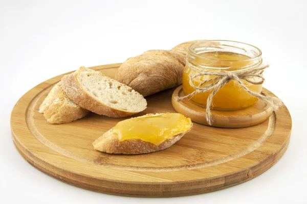 Composição com pão e mel — Fotografia de Stock
