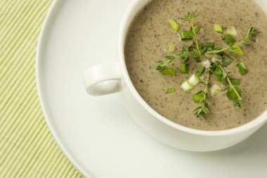 kremalı mantar çorbası yeşil soğan ile