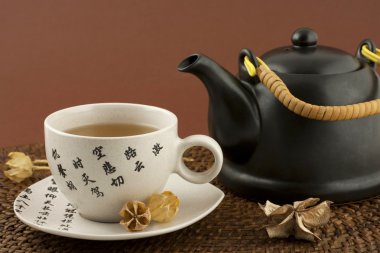 Çay fincanı ve çaydanlık.