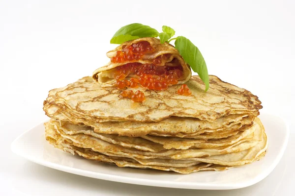 Pancakes with caviar — Stock Photo, Image