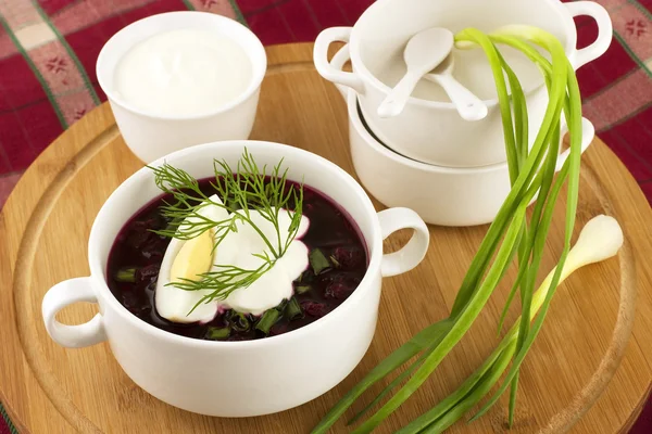 Vegetable cold soup with beetroots - speciality for hot days