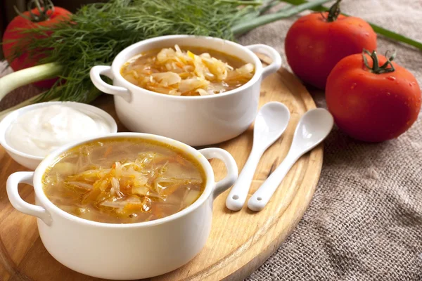 Sour cabbage soup — Stock Photo, Image