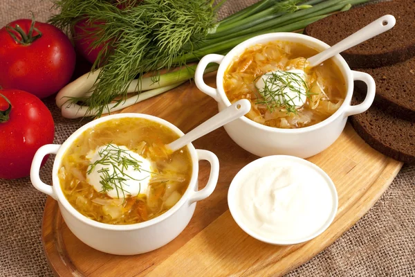 Sour cabbage soup — Stock Photo, Image