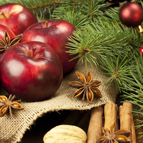 Christmas still life with fruit and spices — Stock Photo, Image