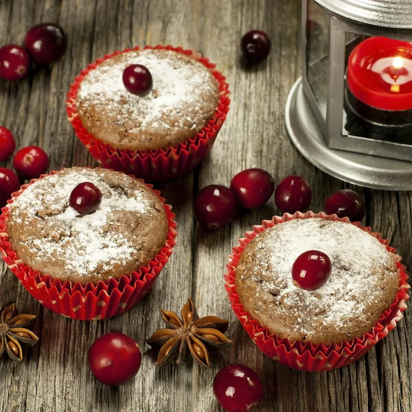 Christmas mini cakes with berries — Stock Photo, Image