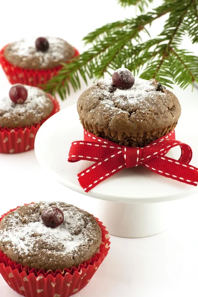 Chocolate cupcake with berry — Stock Photo, Image