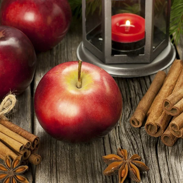 Christmas still life with apples — Stock Photo, Image