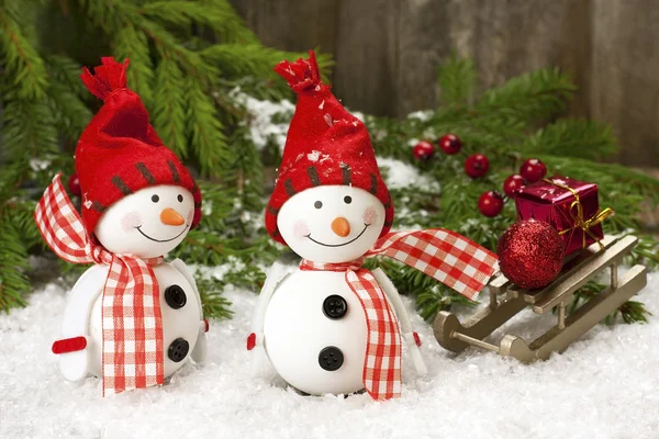 Šťastný sněhulák vánoční dekorace Stock Snímky