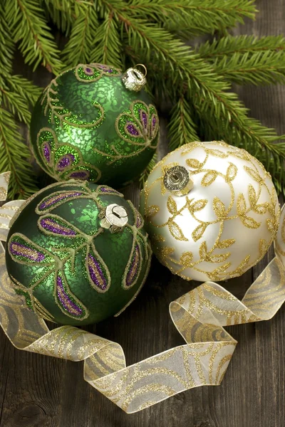 Christmas balls on fir tree — Stock Photo, Image