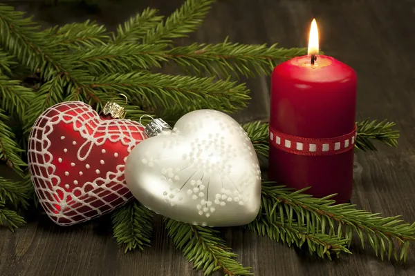 Cartão de Natal com decoração colorida brilhante — Fotografia de Stock