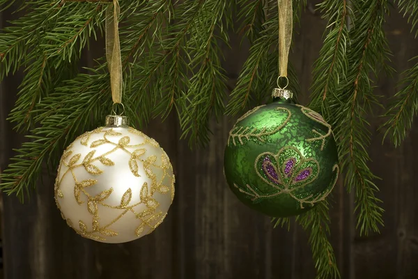 Christmas balls on fir tree — Stock Photo, Image