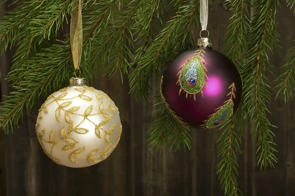 Christmas balls on fir tree — Stock Photo, Image