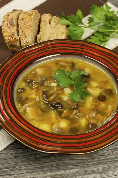 Suppe mit Pilzen — Stockfoto