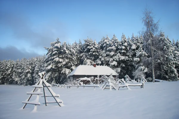 Winter Etnographic park, Riga, Letonia — Foto de Stock