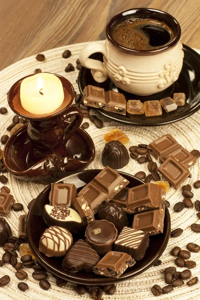 Tazza di caffè e cioccolato — Foto Stock
