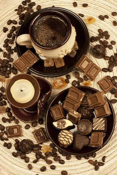 Taza de café y chocolate — Foto de Stock