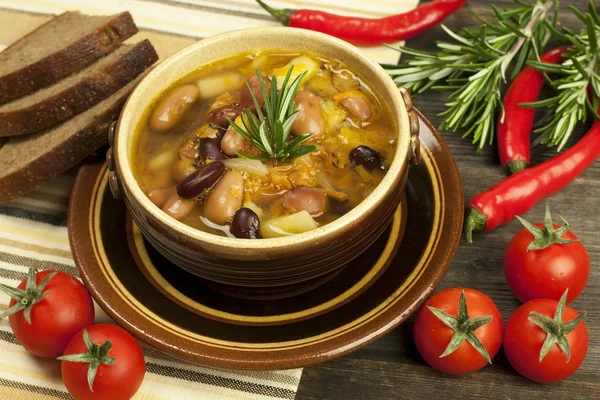 Fagioli zuppa vegetariana — Foto Stock