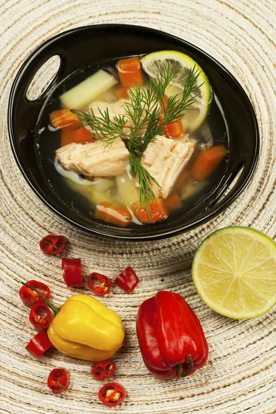 Zuppa di pesce con patate e carote — Foto Stock