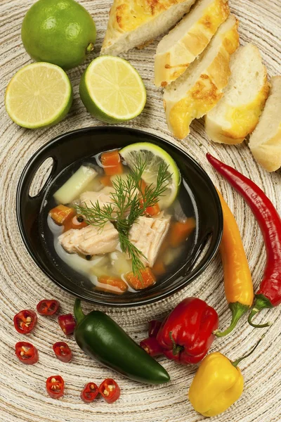 Sopa de pescado con patatas y zanahorias —  Fotos de Stock