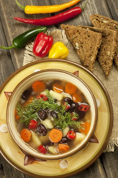 Traditional bean soup in the bowl — Stock Photo, Image