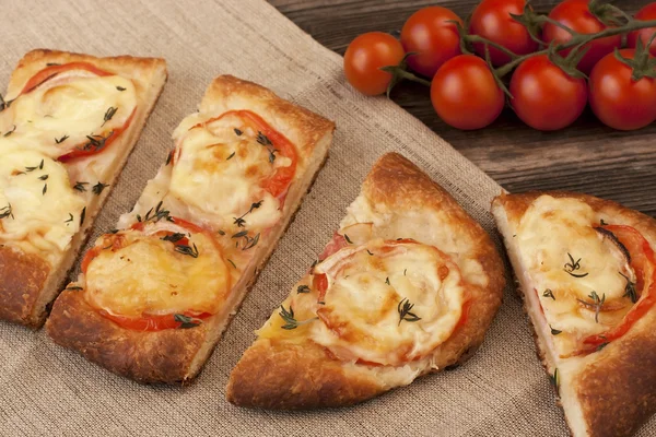 Pizza with cheese, pepper and meat — Stock Photo, Image