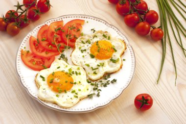 Sahanda yumurta ile Kahvaltı? plaka üzerinde