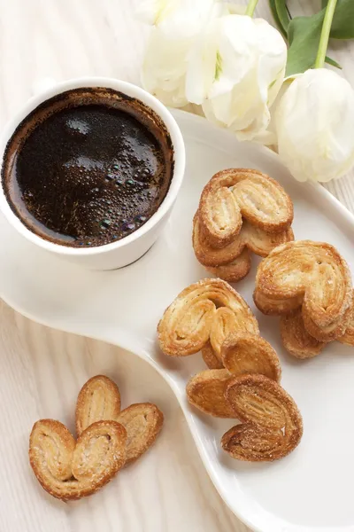 Stilleven met koekjes en koffie — Stockfoto