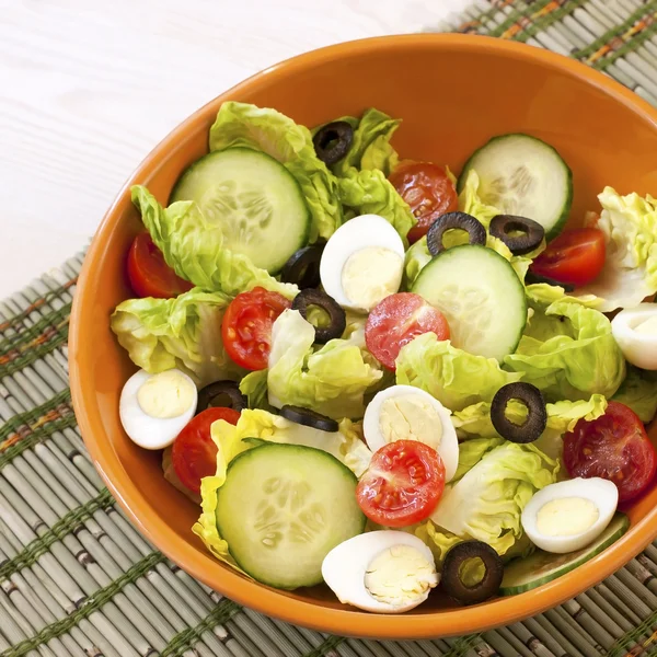 Ensalada de verduras frescas en el plato — Foto de Stock