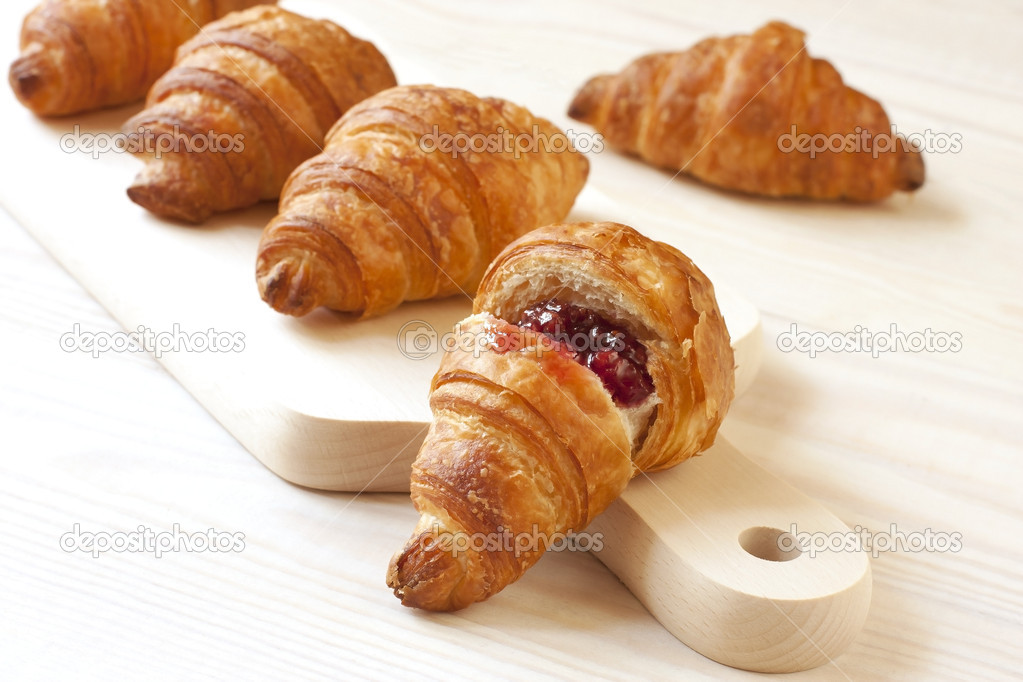 French croissants with jam