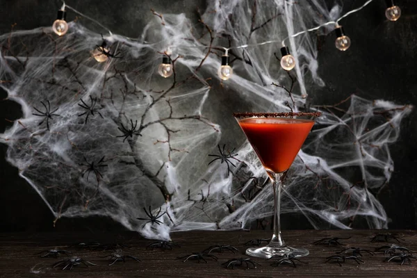 Alcoholic Cocktail Bloody Mary Dark Halloween Background Selective Focus Shallow — Stock Photo, Image