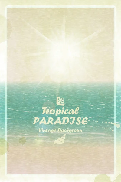 Vintage carte d'été ensoleillée et lumineuse. Paradis tropical rétro. Vecto — Image vectorielle