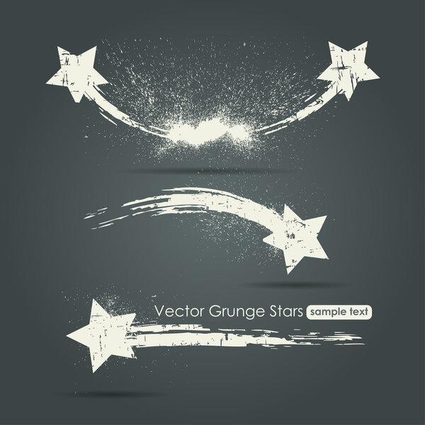 Grunge set of shooting stars