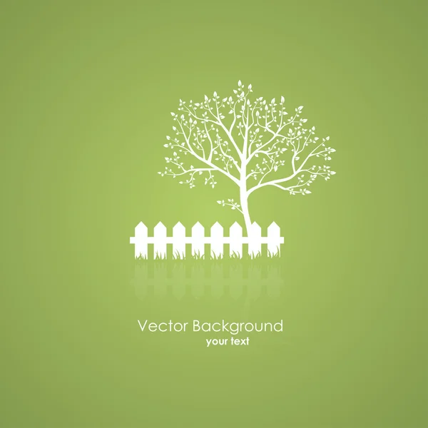Letní zahrada s strom a lehké plot. vektorové zelené pozadí Royalty Free Stock Ilustrace