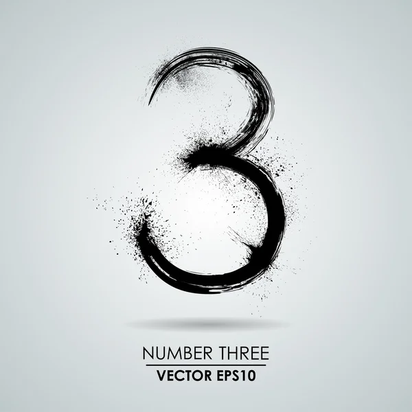 Número de grunge vectorial - tres — Archivo Imágenes Vectoriales