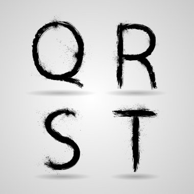 vektör grunge alfabesi - q, r, s, t