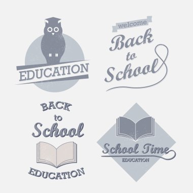 retro öğeler için okul kaligrafi tasarımları.