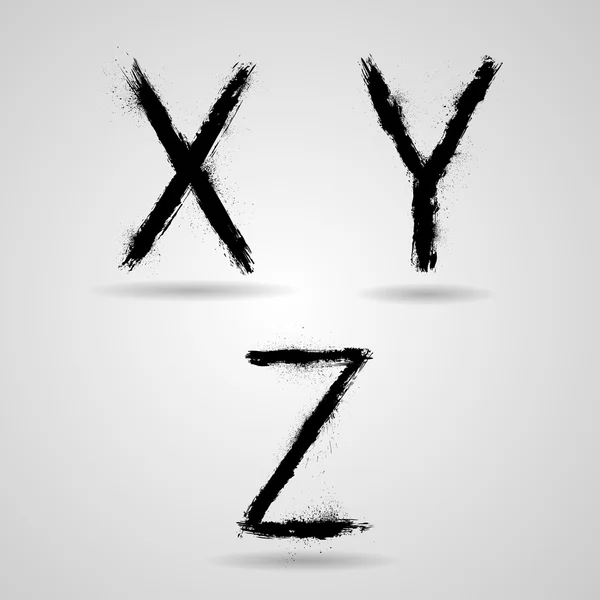 Vektör grunge alfabesi - x, y, z — Stok Vektör