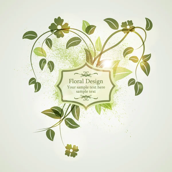 Fresh bright green floral design — Stock Vector