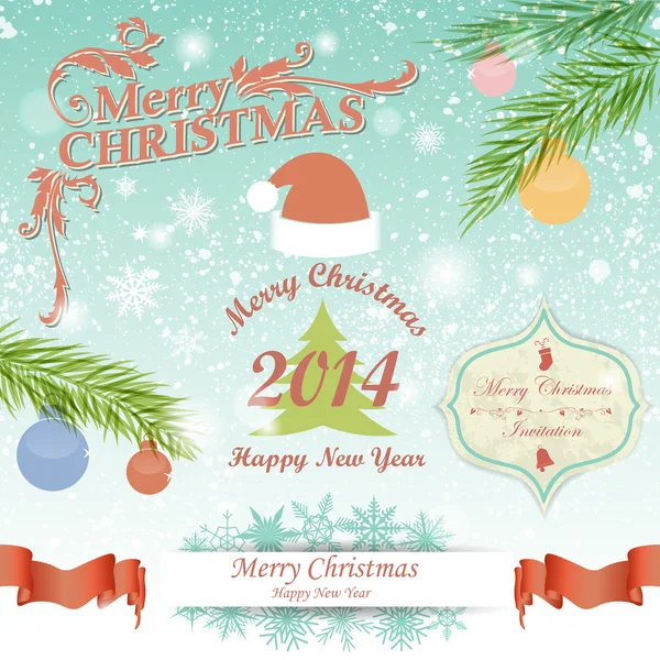 Noël et Nouvel An symboles cartes de vœux Illustrations De Stock Libres De Droits