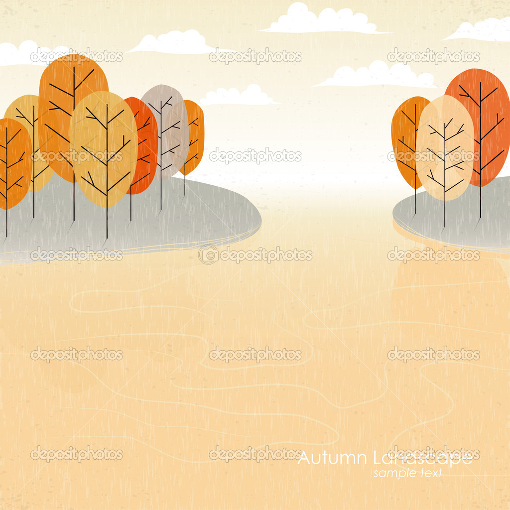 Abstract vector natural autumn landscape