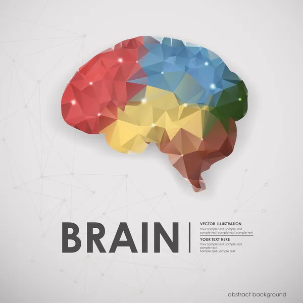 Polígonos coloridos abstratos do fundo do cérebro humano . — Vetor de Stock