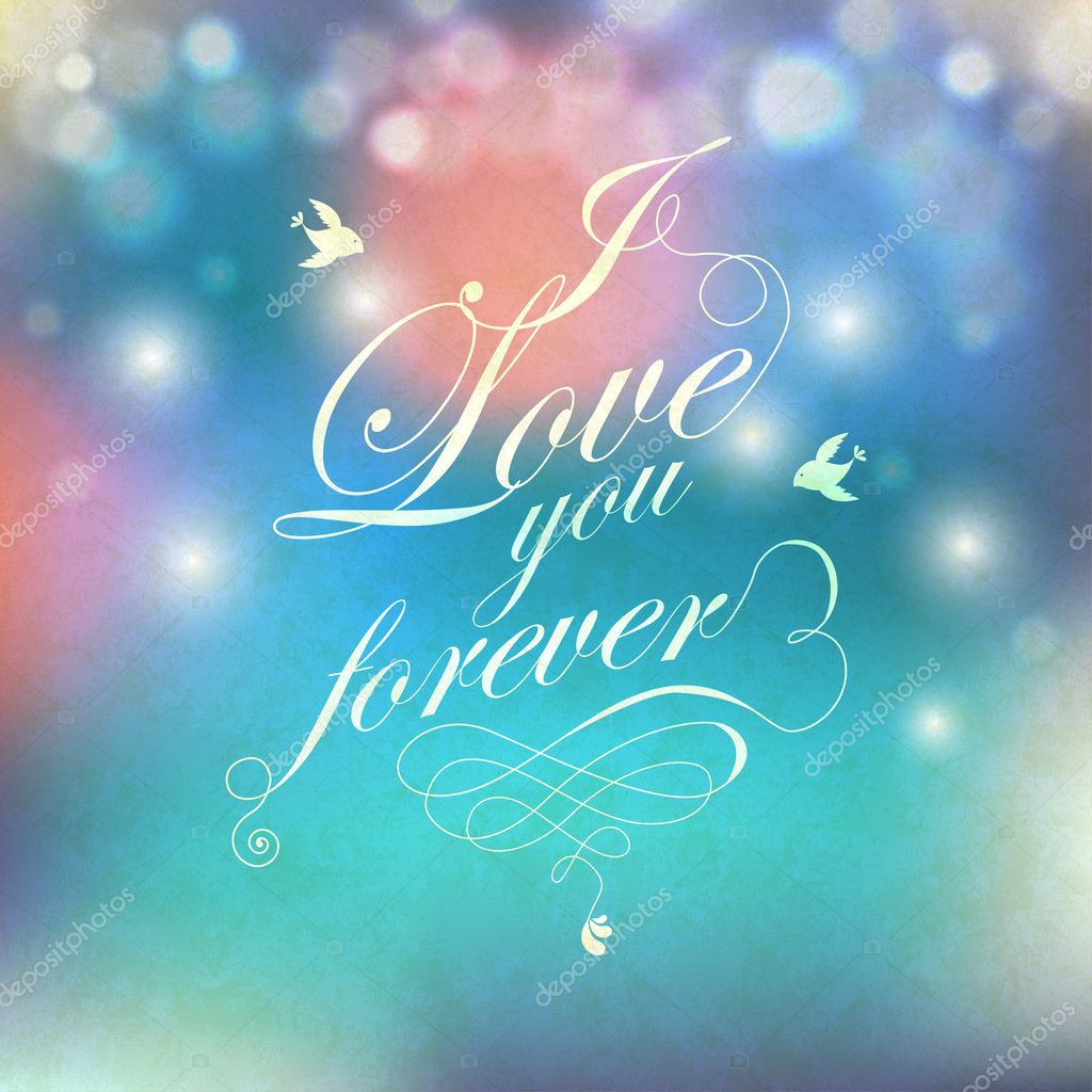 I love you forever text on bright festive background. — Stock Vector