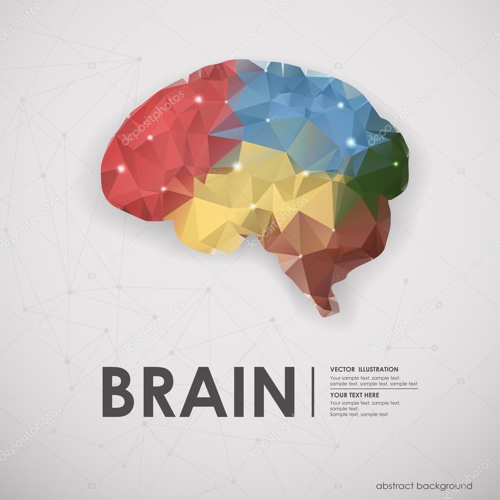 Abstract colored polygons of the human brain background.