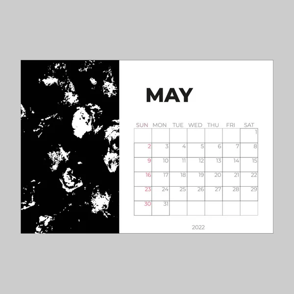 Ημερολόγιο 2022 έτος. Μάιος 2022 σχεδιαστής. Σχεδιασμός ημερολογίου Desctop. — Διανυσματικό Αρχείο