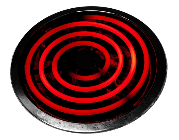 Glowing electric stove burner head spiral — Stock Photo, Image