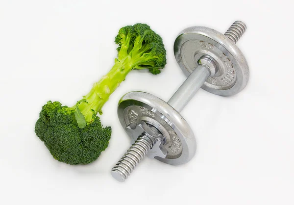 Dumbell en brocoli sur fond blanc . — Photo