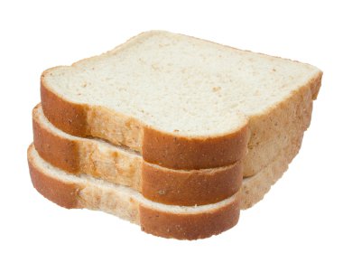 Kepekli ekmek üzerine beyaz izole kesmek