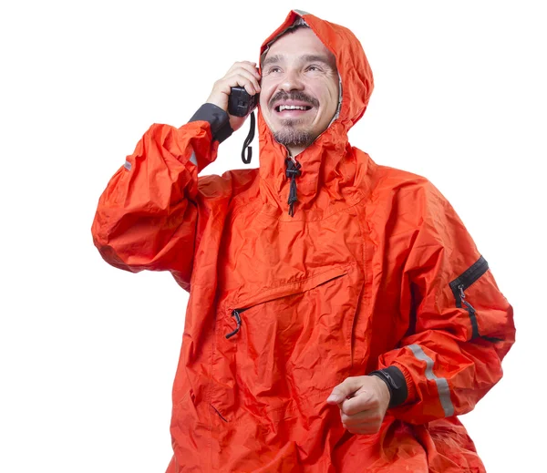 Fırtına cog deniz radyoda konuşan adam — Stok fotoğraf