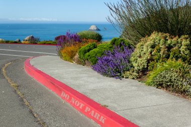 Kırmızı Kaldırıma park iz ile