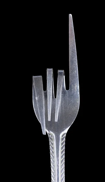 Bent metal fork, pointer. — Stock Photo, Image